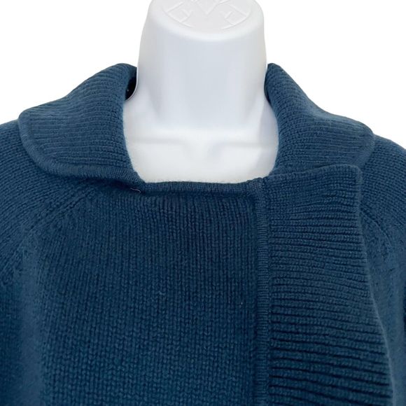 Cynthia Steffe Women 100% Cashmere Ruffle Trim Crop Cardigan Sweater Drk Teal, M - Picture 13 of 15